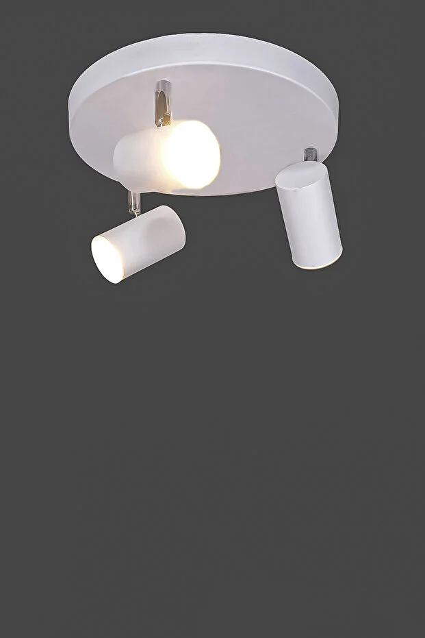 Spot Avize 360 Derece Dönebilen Modern Pratik Başlıklı Yuvarlak Model 3'lü Beyaz Avize (GÜN IŞIĞI)